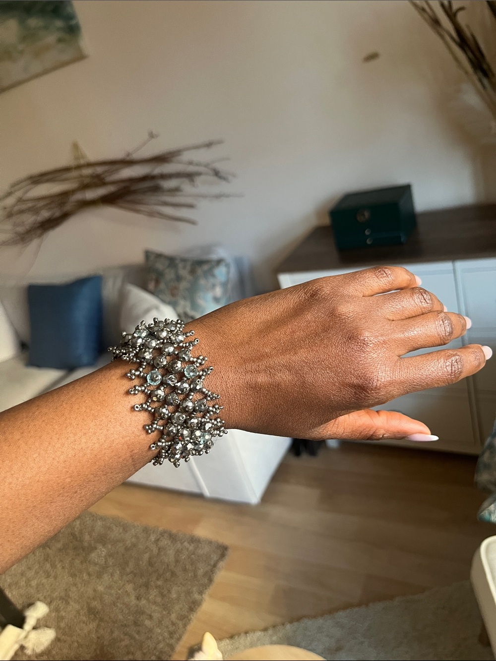 Elegant Silver Crystal Cluster Bracelet - Women Jewelry